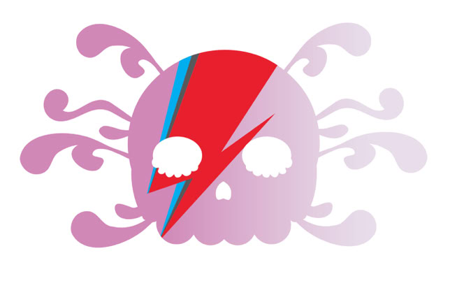 avoid peril skull logo with bowie pattern.