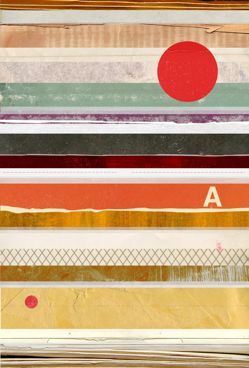 abstract strips of paper with red circle.